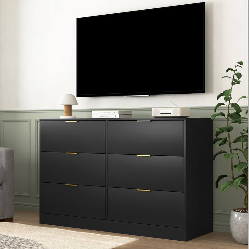 Modern 6 Drawer Dresser, Large Capacity Storage Cabinet, Clothing Organizer with Metal Handles for Bedroom, Living Room