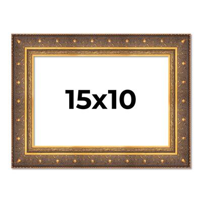 15x10 Frame Vintage Gold Solid Wood Picture Frame | 2.5 Inch Moulding