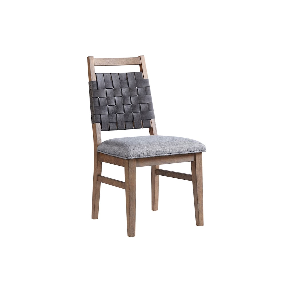 Oslo Side Chair with Woven Back and 4 Legs, Weathered Chestnut, Set of 2