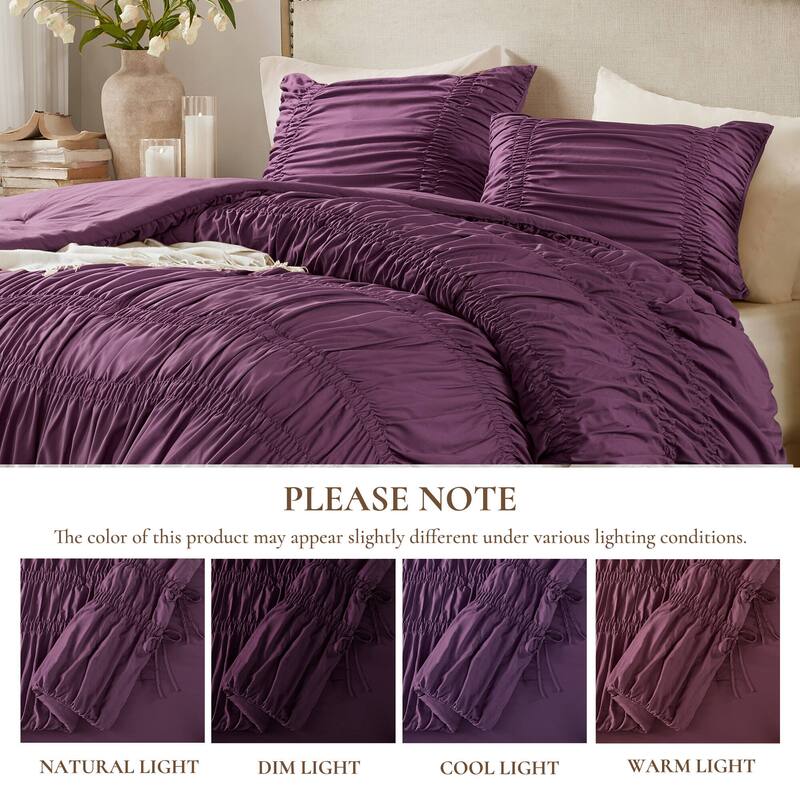 Ultra Soft Purple Queen Comforter Set 3PC Microfiber Bedding with 2 Shams