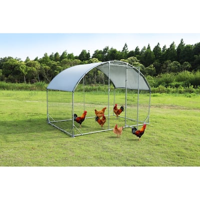 75 in. Silver Metal Chicken Coop with Upgrade Steel Wire