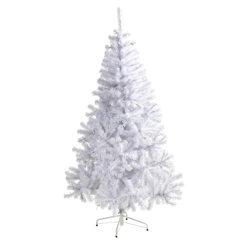 6ft. White Artificial Christmas Tree with 680 Branches - Sleek Modern Seasonal Holiday X-Mas Glow
