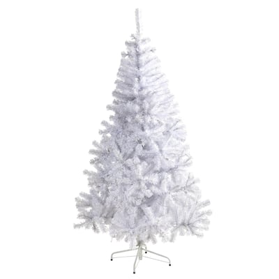 6ft. White Artificial Christmas Tree with 680 Branches - Sleek Modern Seasonal Holiday X-Mas Glow