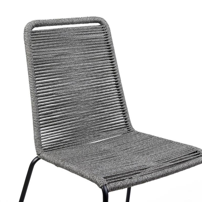 Set of Two 23" Gray Metal Outdoor Dining Chair