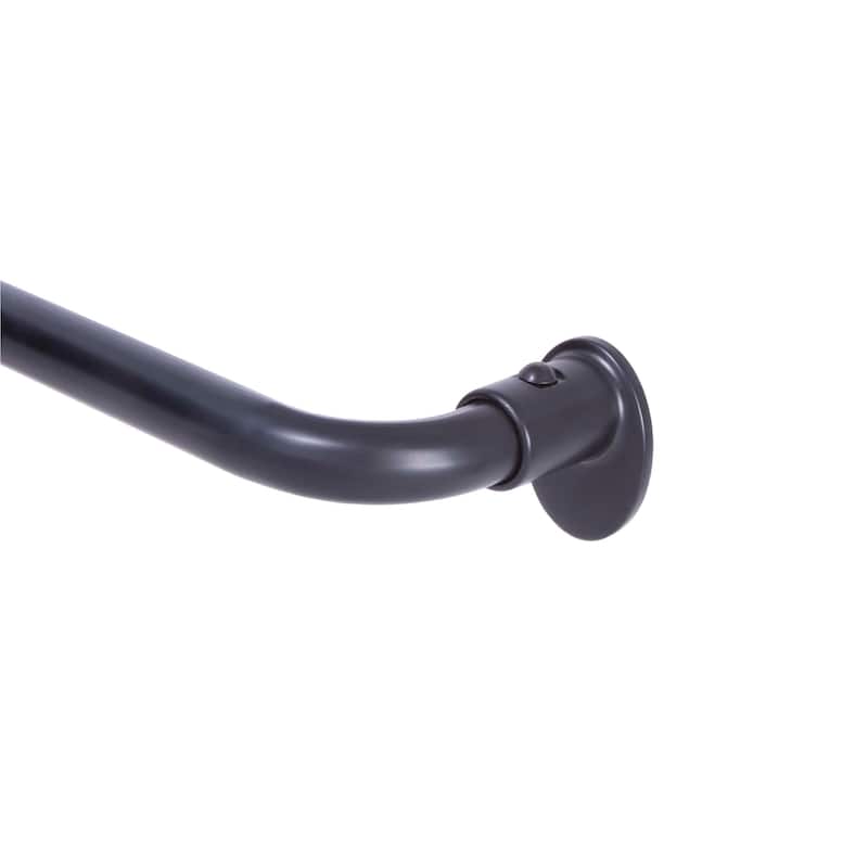 Kenney 5/8 Inch Diameter Blackout Wrap Around Adjustable Length Curtain Rod - Black - 28 to 48 inches - Black Finish