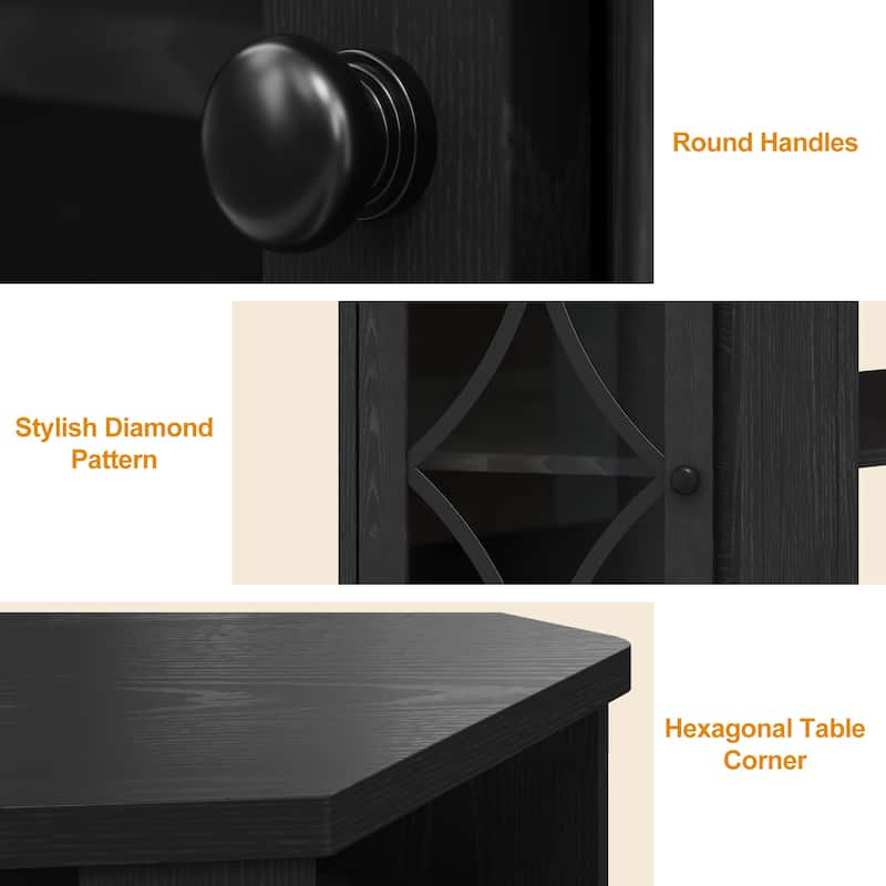 Corner TV Stands for TVs up to 55'', Media Console Table with Adjustable Shelves