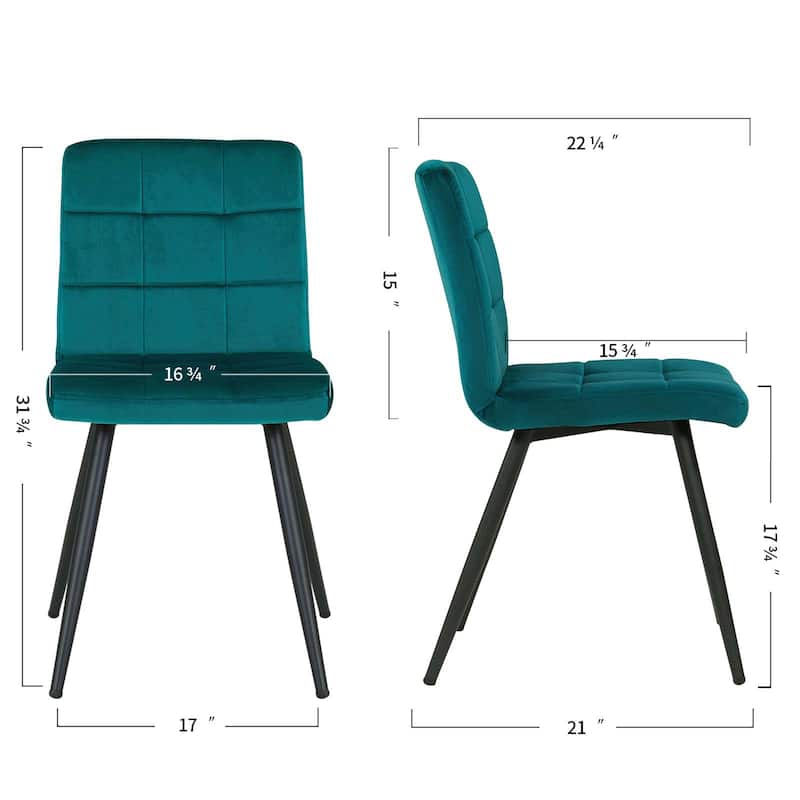 Modern 17” Wide Tufts Upholstered Dining Side Chairs with Metal Legs - 22.25L×18.71W×32.09H