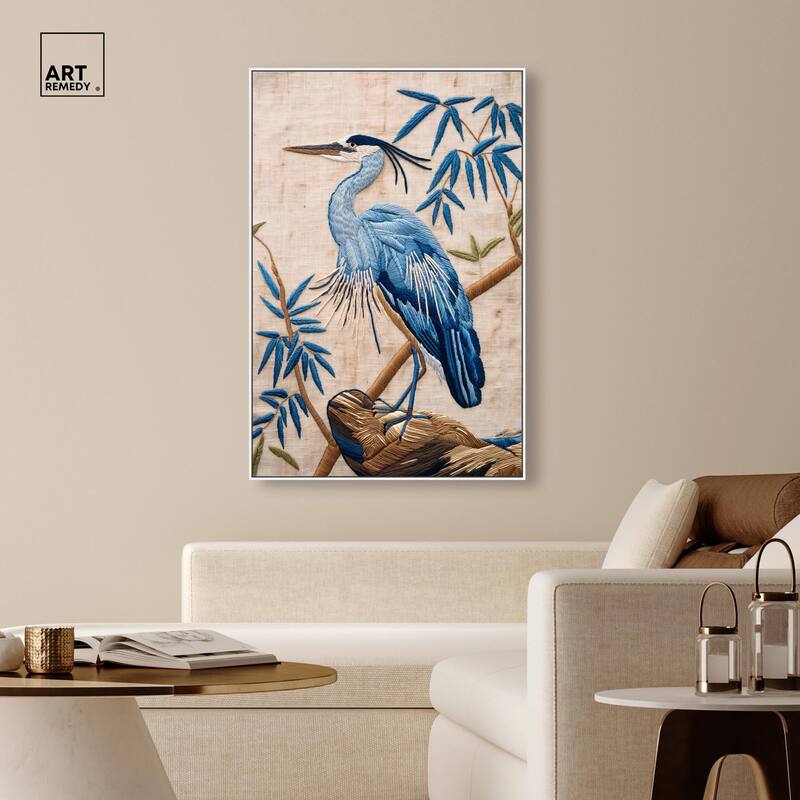 Needlework Heron Canvas by Art Remedy