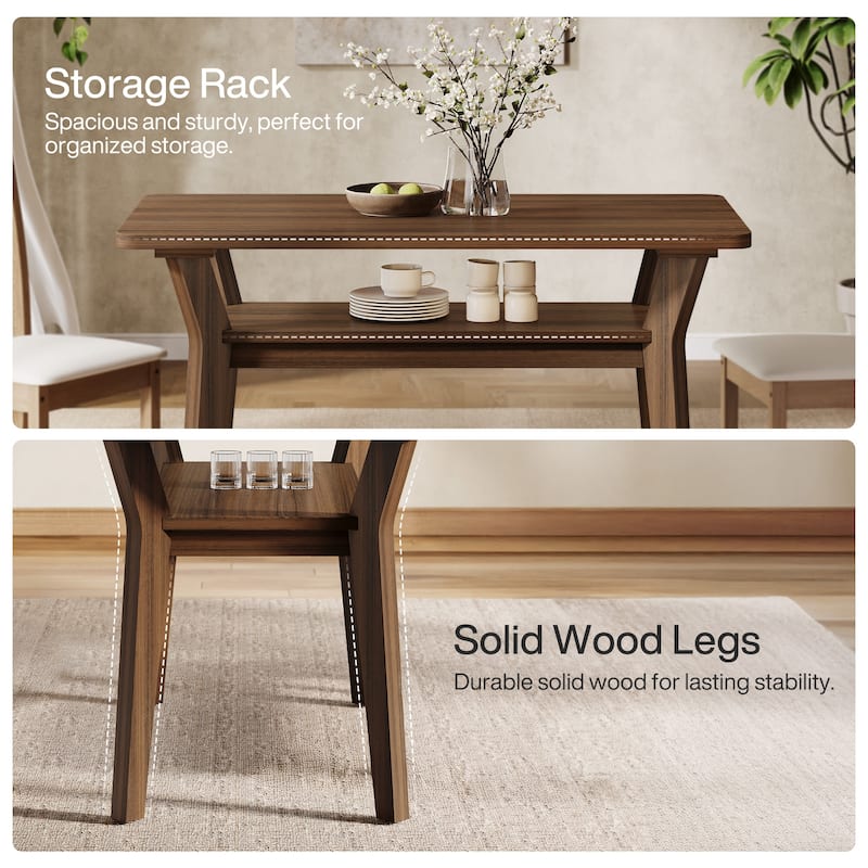 Small Farmhouse Dining Table with Solid Wood Legs