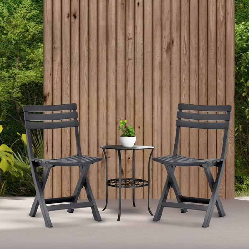 Outdoor Folding Chairs set of 2 - Black