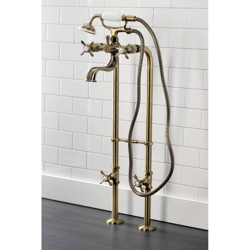 Essex Freestanding Clawfoot Tub Faucet Package with Supply Line in Matte Black