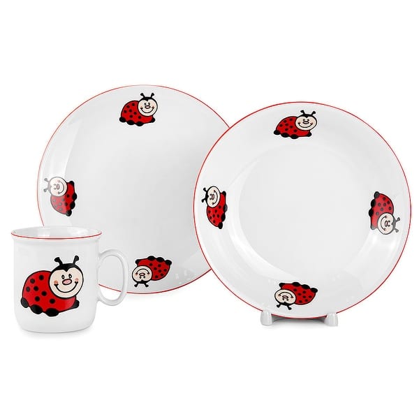 slide 2 of 5, Lady bugs Porcelain Kids Dinnerware Set of 3