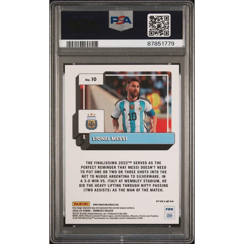 Lionel Messi 2022 Panini Donruss Optic Holo FIFA Soccer Card #10 Graded PSA 10 - 8' x 11'