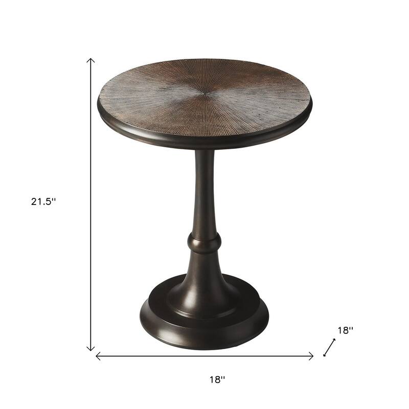 HomeRoots 22" Bronze Metal Round Pedestal End Table - 18.00 in. x 21.50 in. x 18.00 in.