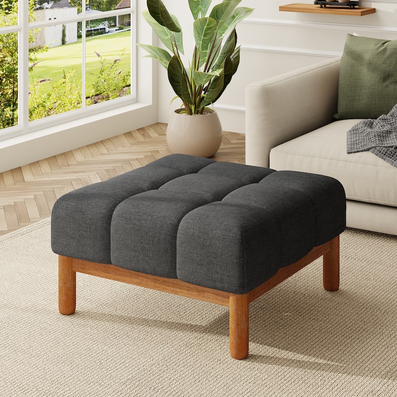 Christopher Knight Home - Biscuit Modern Upholstered Tufted Ottoman with Deep Cushion Design - Gray