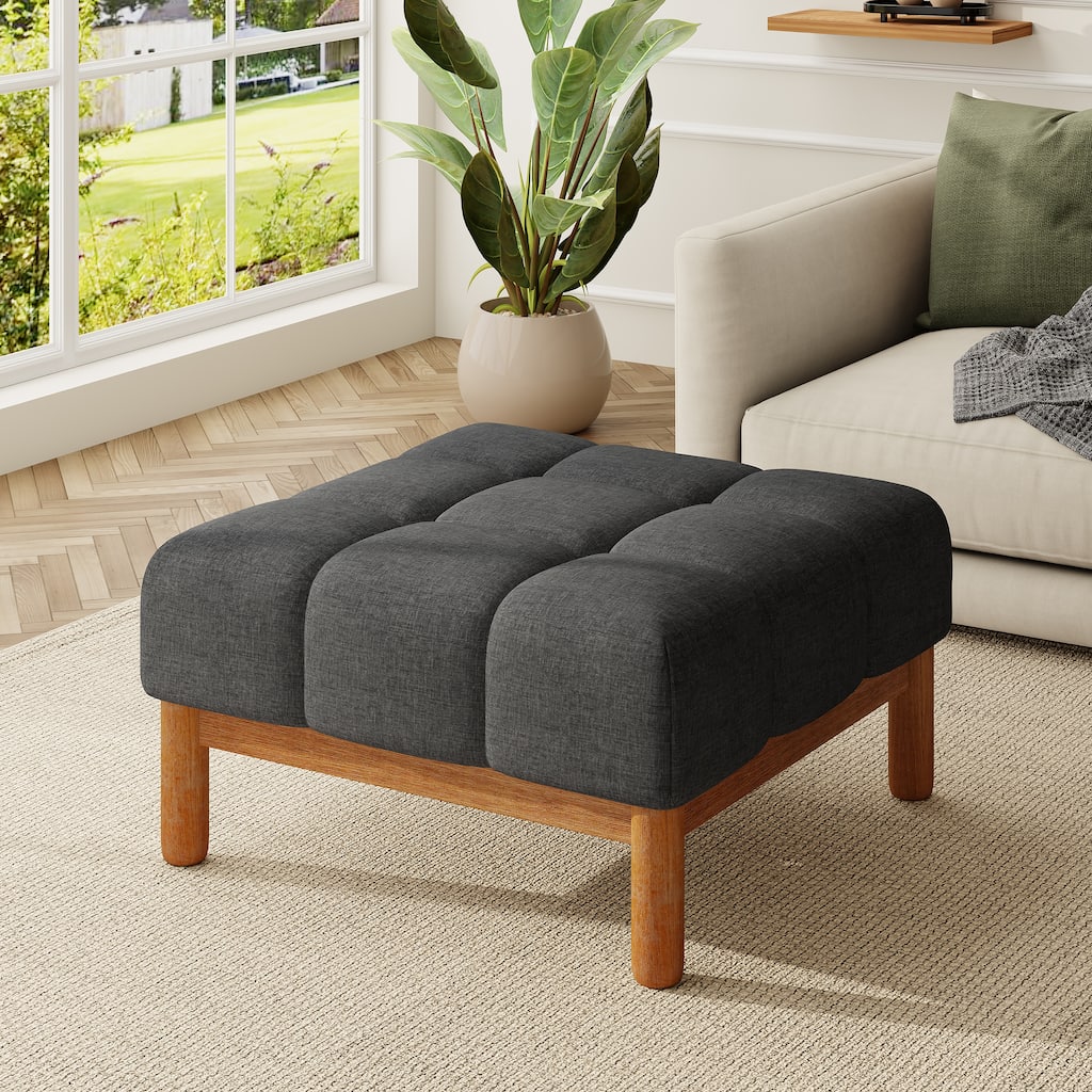 Christopher Knight Home - Biscuit Modern Upholstered Tufted Ottoman with Deep Cushion Design