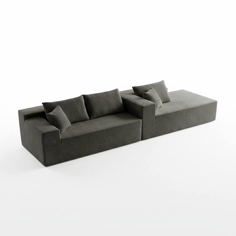 103.54" L-Shaped Modern High-Density Sponge Velvet Modular Sectional Sofa with Chaise & Pillows