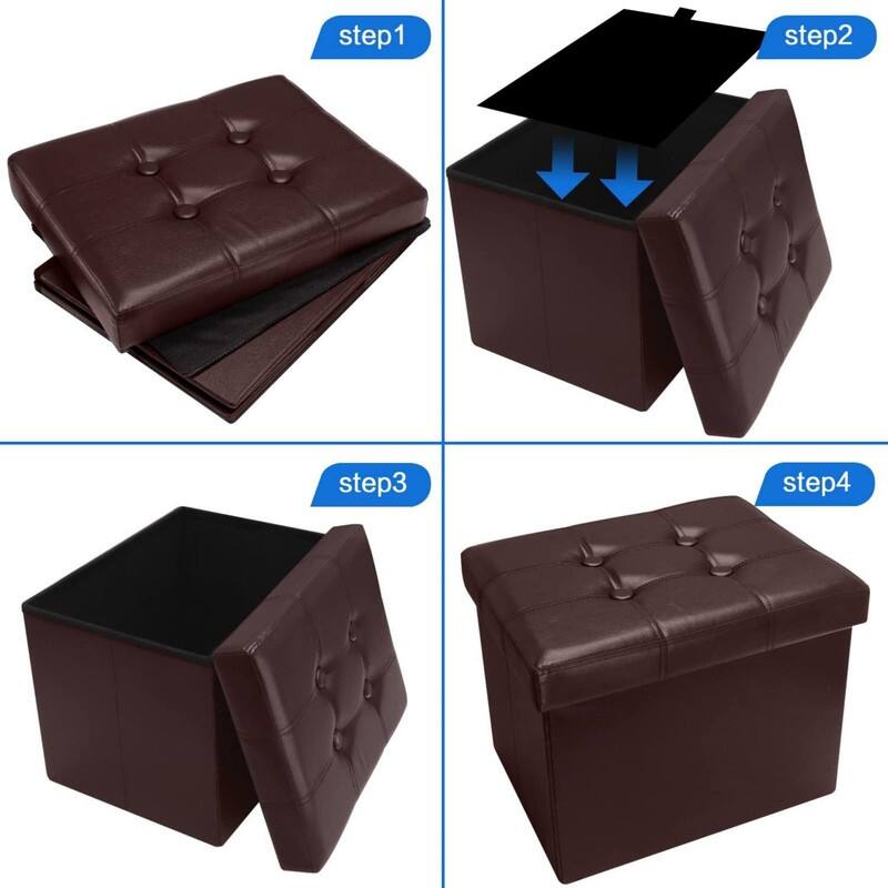 Small Leather Storage Ottoman