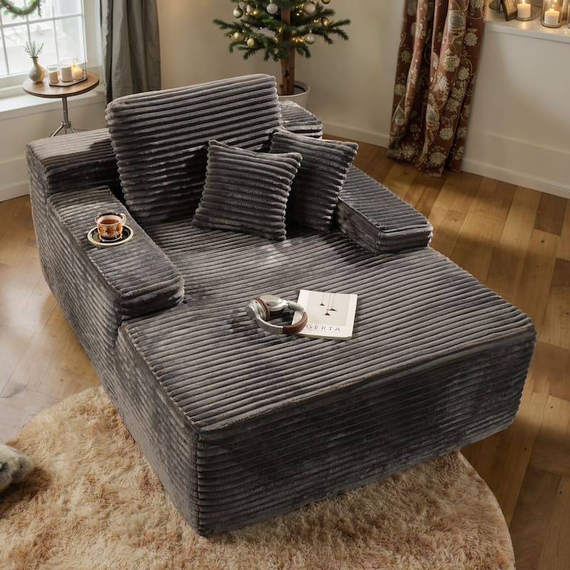 OVIOS Plush Convertible Floor Lounge Sofa - Grey