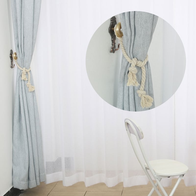 4pcs Curtain Holdback 37" Tieback Drapery Decor Rope Curtain Holders - Beige - 0.4" x 37"
