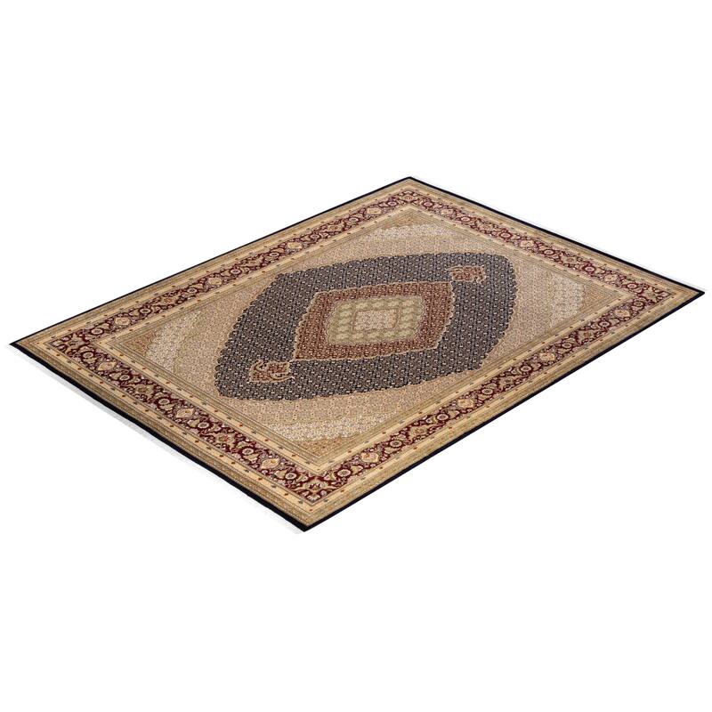 Overton Hand Knotted Wool Vintage Inspired Traditional Mogul Blue Area Rug - 9 X 12