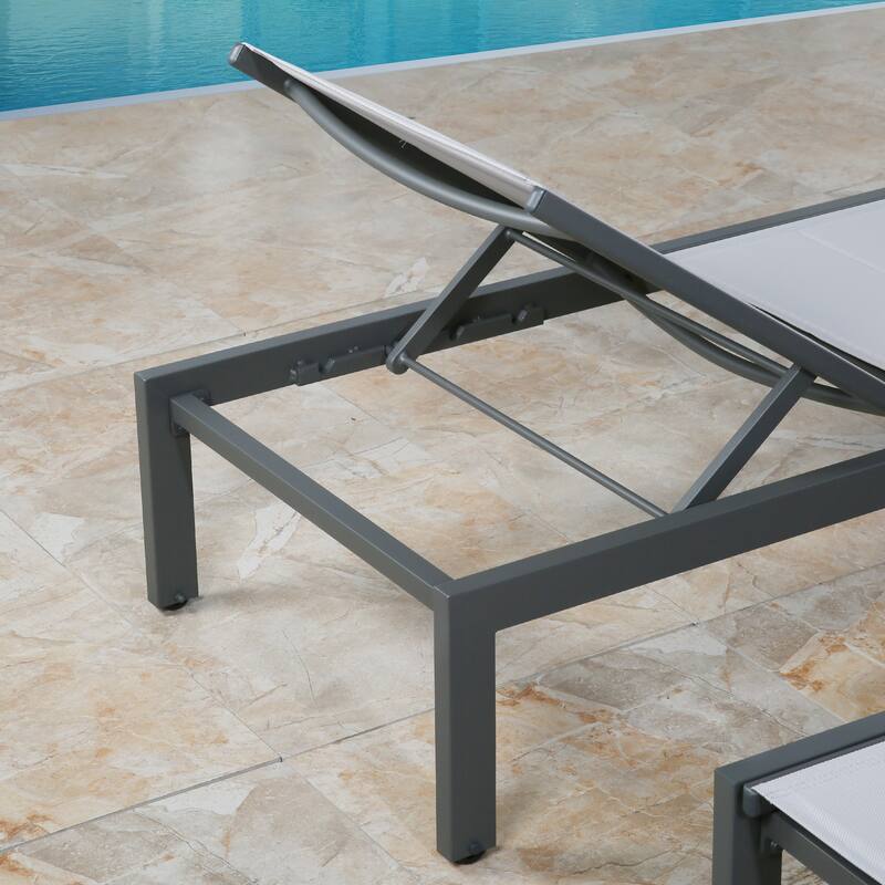 Outdoor Chaise Lounge Adjustable Padded Patio Reclining Chaise