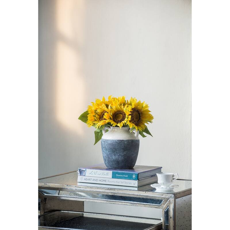 Set of 3 Artificial Sunflower Stems 14 Inch Yellow Flower Arrangement