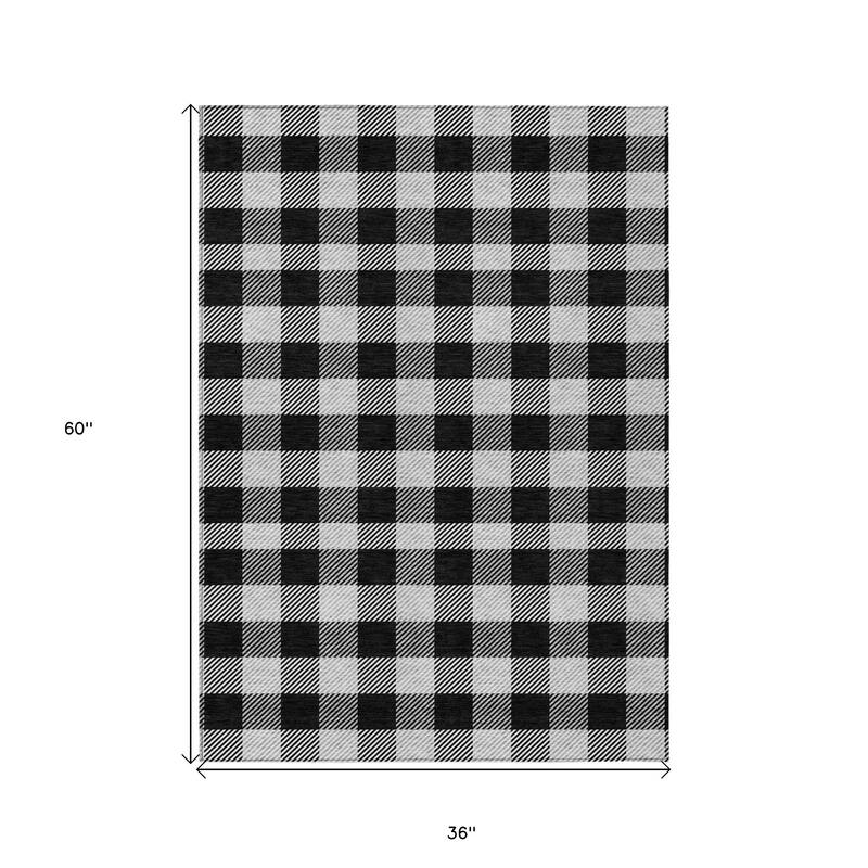 HomeRoots Plaid Transitional Rectangle Outdoor Rug