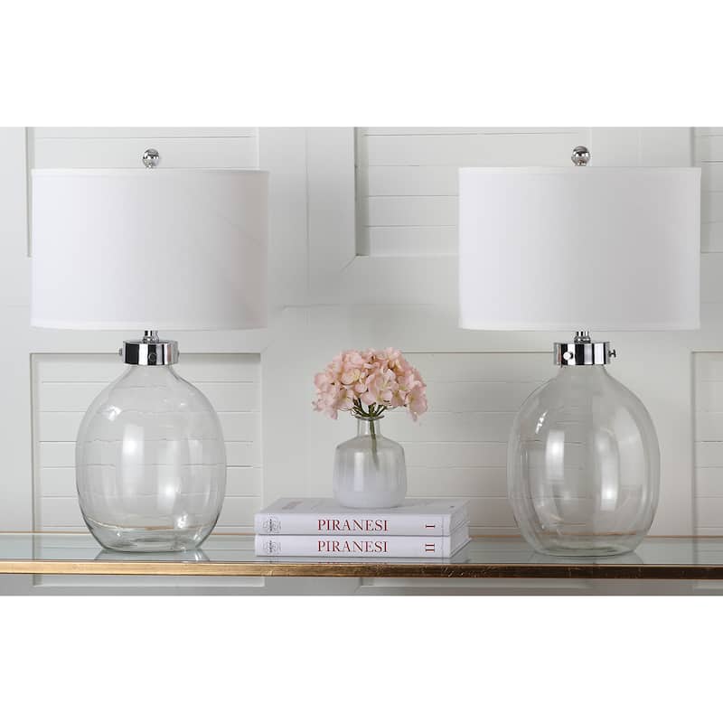 SAFAVIEH Lighting Firdes 26-inch Clear Glass Table Lamp (Set of 2) - 15"x15"x26" - 15Wx15Dx26H
