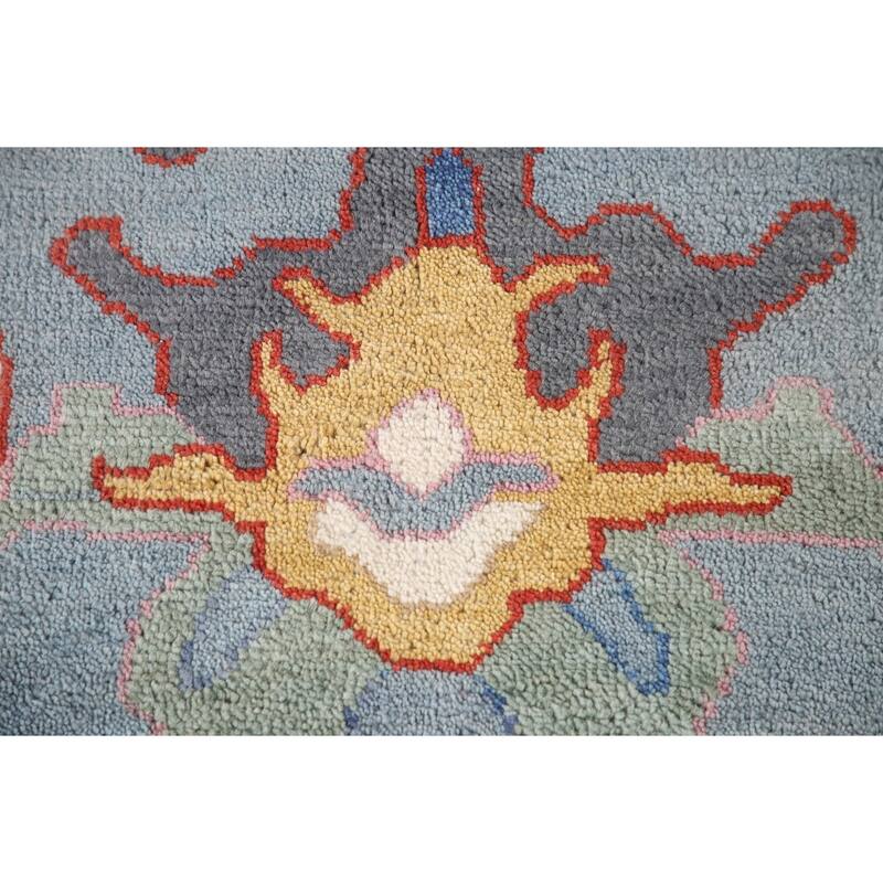 Transitional Blue Oushak Area Rug Handmade Oriental Wool Carpet - 8'1"x 9'10"