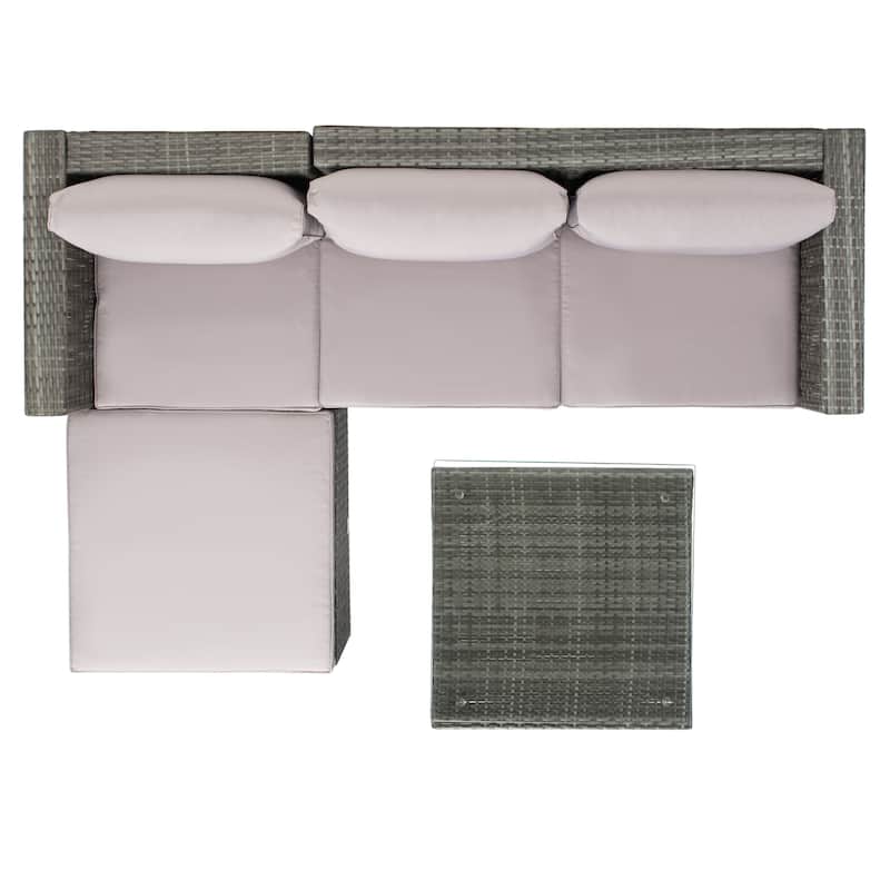 SAFAVIEH Outdoor Patio Furniture Lainey 3-Piece Sectional Conversation Set - 51W x 26D x 27H
