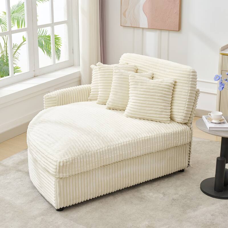 Oversized Fan-shaped Corduroy Couch, 2-piece Sectional Sofa with 4 & 8 Throw Pillows