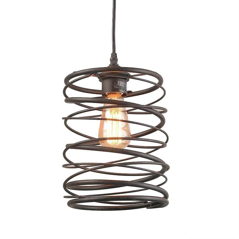 Contemporary Spiral pendant light fixture with brown color