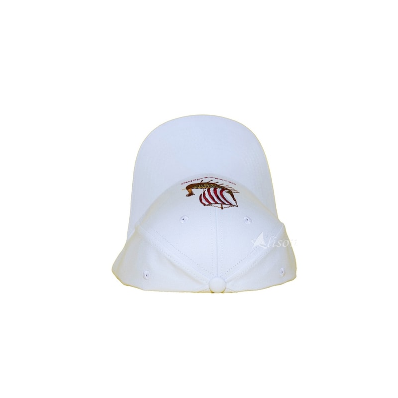 Drakkar Viking Embroidered Cap in White by Alison Nautical