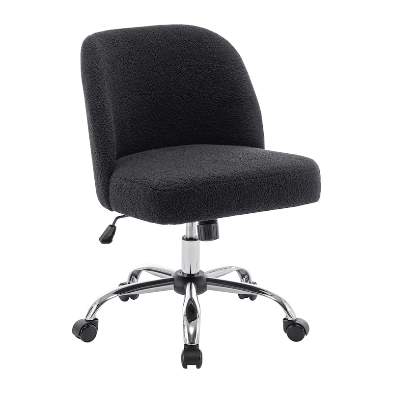 Porthos Home Peli Sherpa Fabric Armless Office Chair with Steel Roller Casters