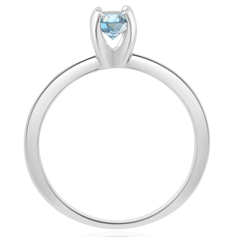 3/8Ct Round Cut Blue Diamond Solitaire Engagement Ring White or Yellow Gold
