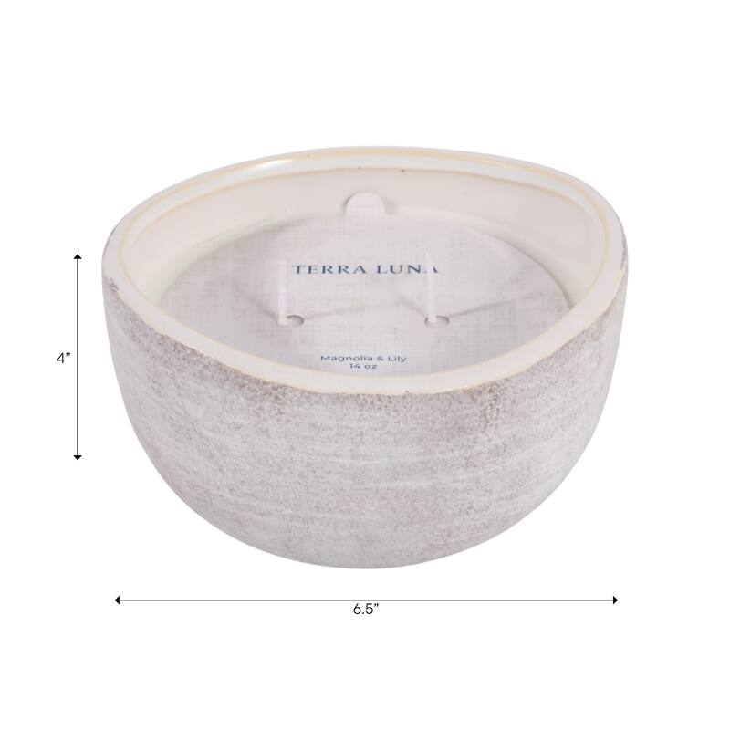Decorative Textured Ceramic Magnolia and Lily Scented Candle