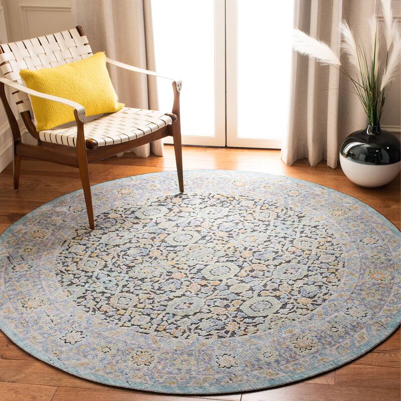 SAFAVIEH Provance Clara Vintage Boho Oriental Rug - 6'7" Round - Blue/Green