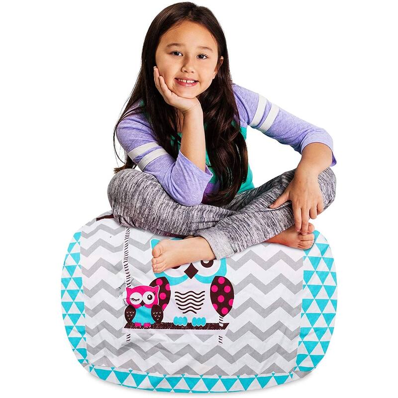 Kids Bean Bag Chair Cover Stuffed Animal Storage or Toy Organizer