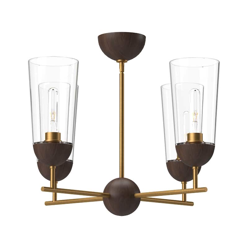 Alora Lighting CH542324 Emil 4 Light 25" Wide Chandelier - Aged Gold / Walnut
