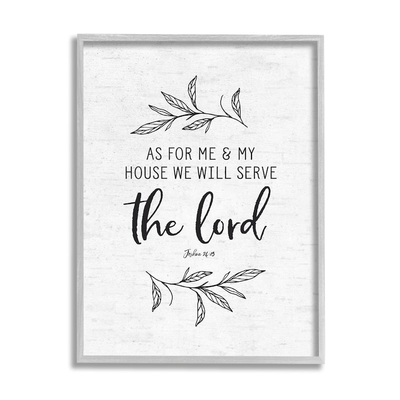 Stupell Serve The Lord Spiritual Scripture Rustic Botanicals Framed Wall Art, Design by Lettered and Lined - White
