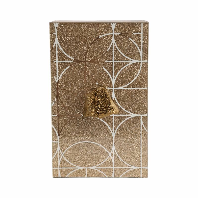 Glass and Wood Glam Decorative Contemporary Box with Stone Accent