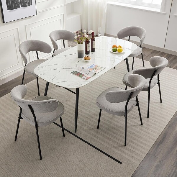 XINMICS Dining Chairs with Curved Backrest, Modern Fabric
