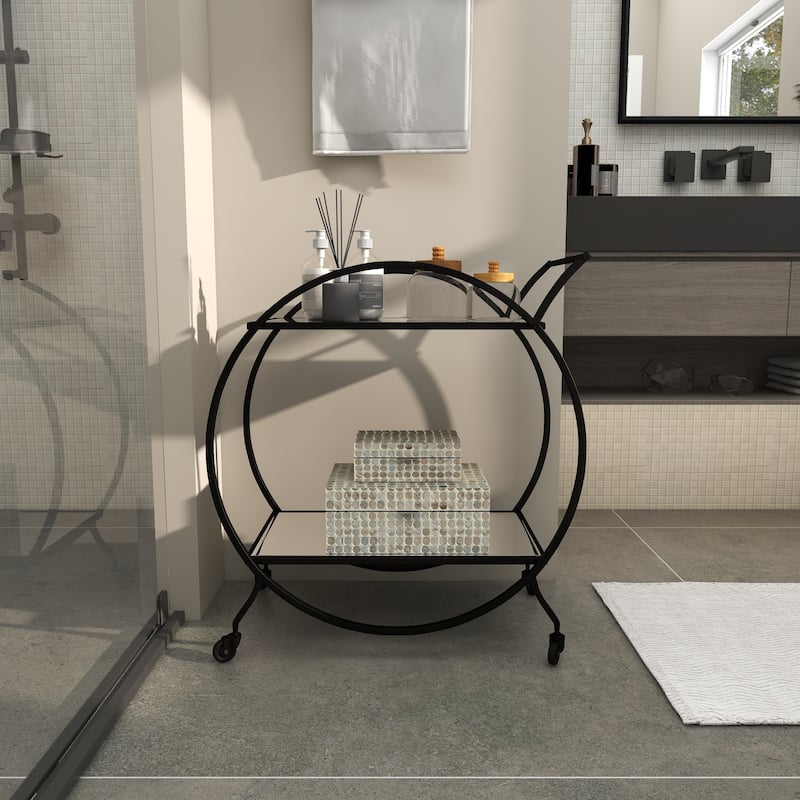 Metal Contemporary Bar Cart with Wheels