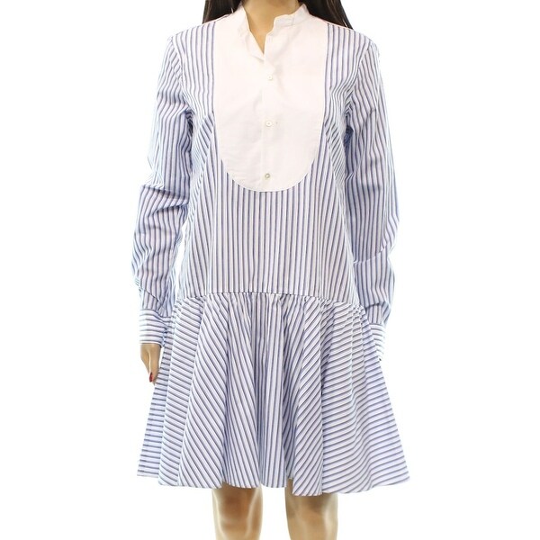 ralph lauren blue white striped dress