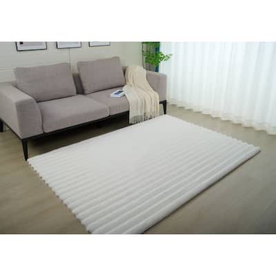 Madrid Collection Ultra Soft Ribbed Faux Fur Area Rug