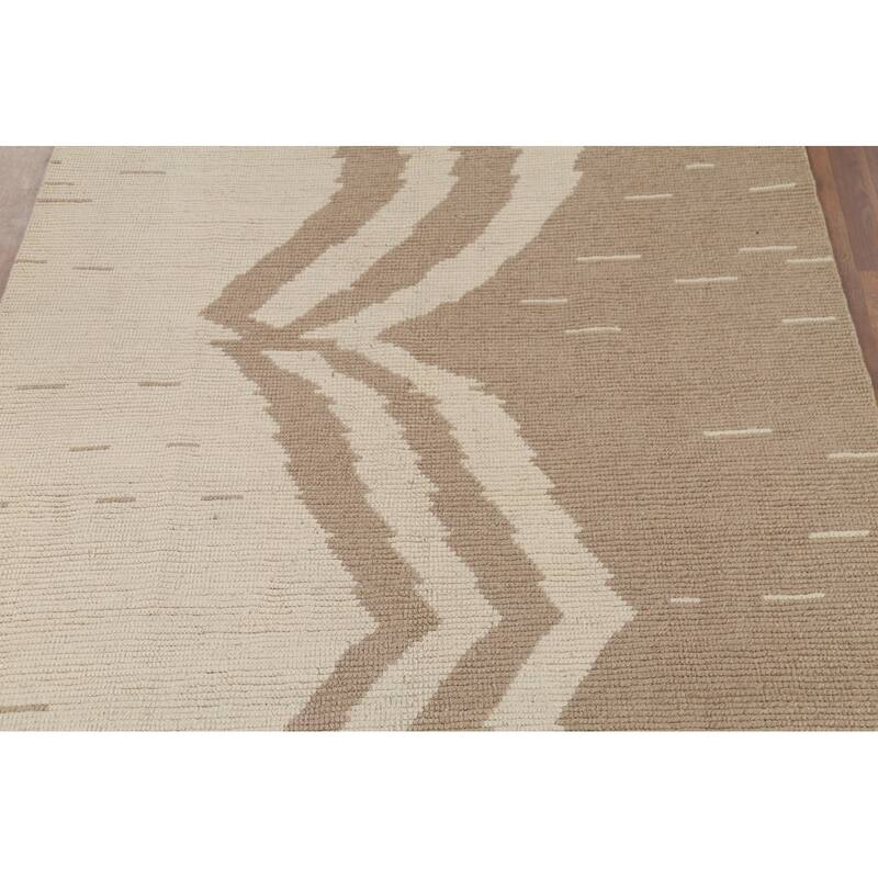 All-Over Striped Moroccan Oriental Area Rug Handmade Wool Carpet - 6'2"x 9'6"