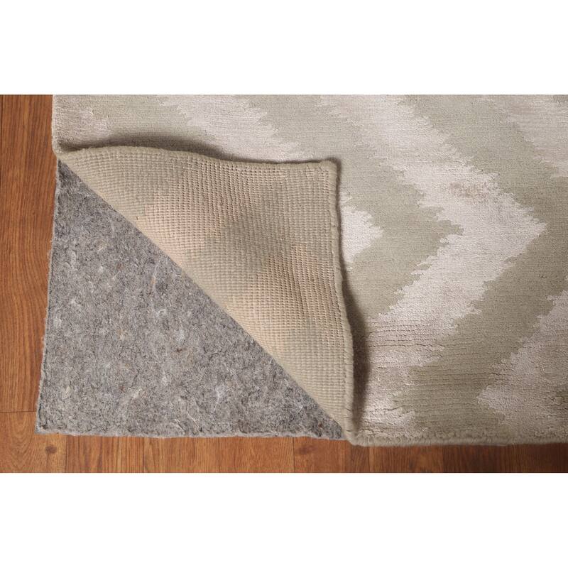 Chevron Style Nepalese Oriental Area Rug Handmade Wool Carpet - 8'0" x 9'7"