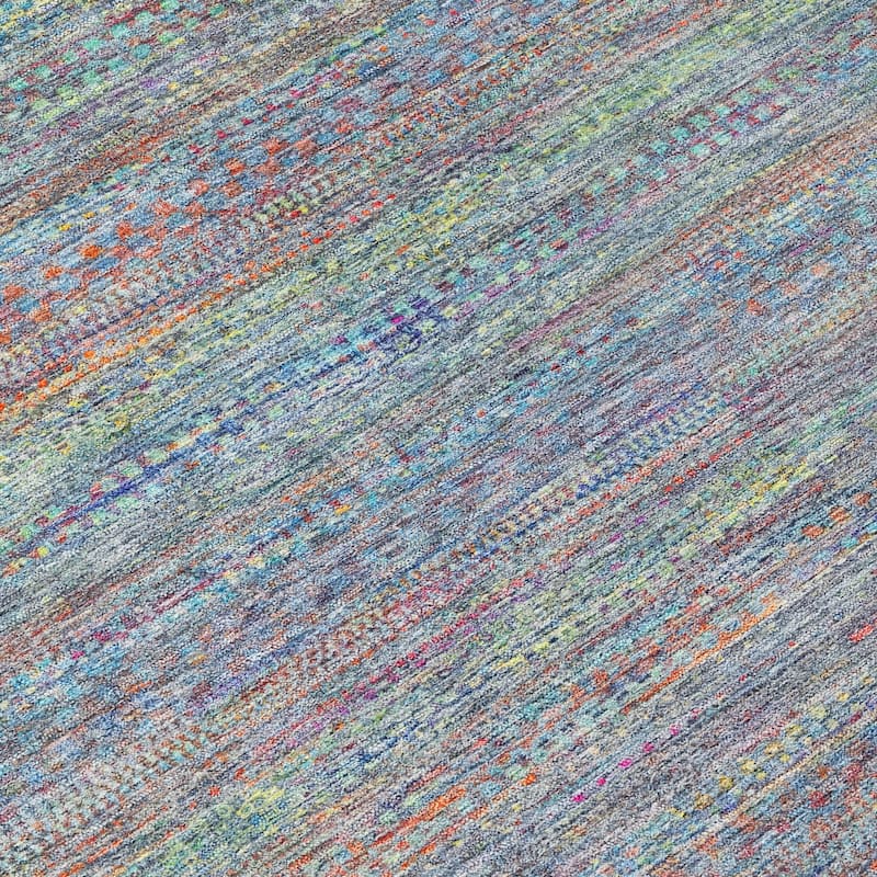 Machine Washable Indoor/Outdoor Modern Stripes Chantille Rug