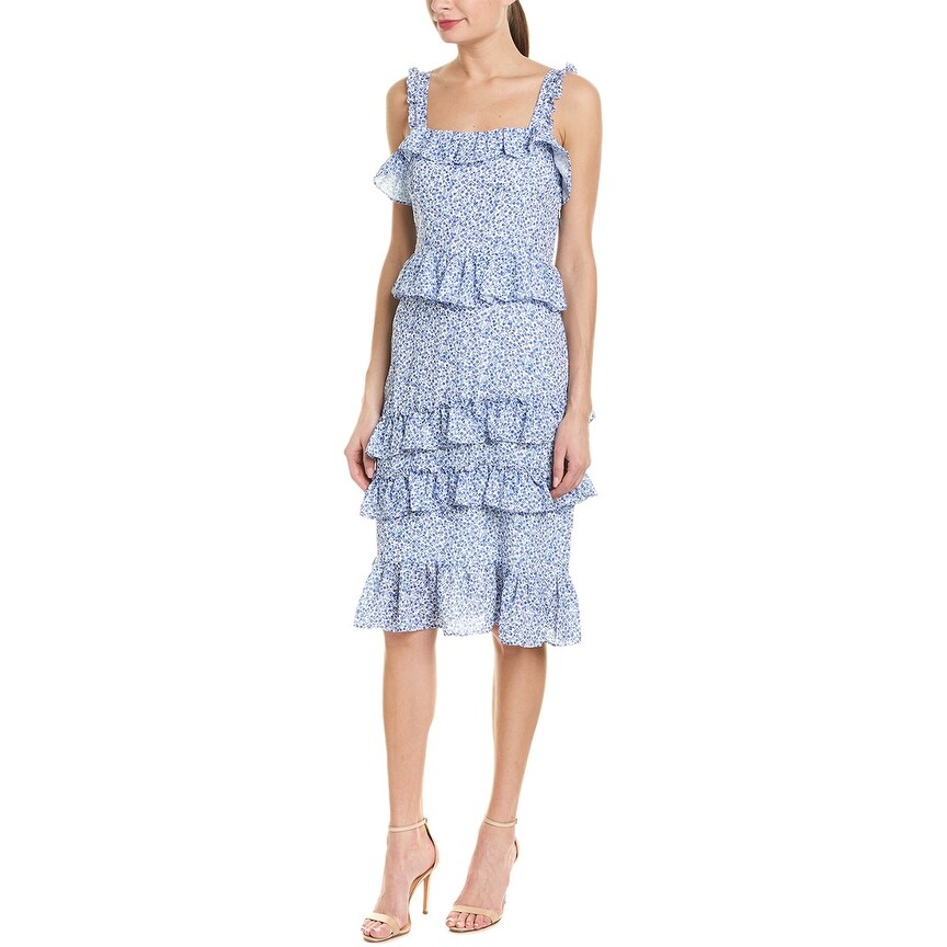 alexia admor blue ivory floral dress